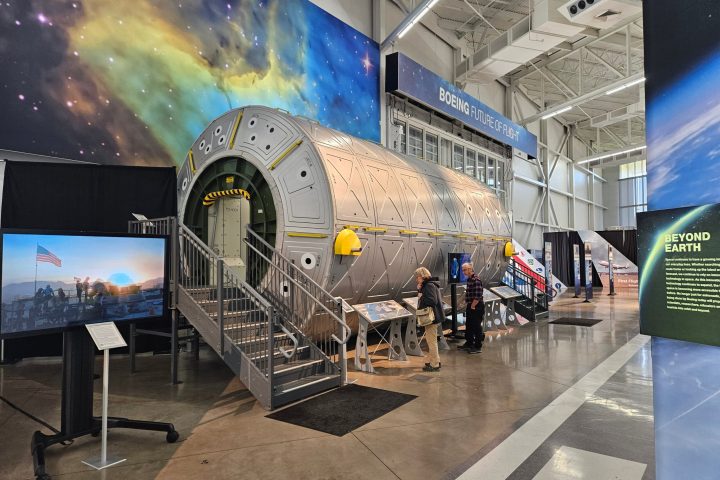 Exhibit seen during boeing factory tour future of flight